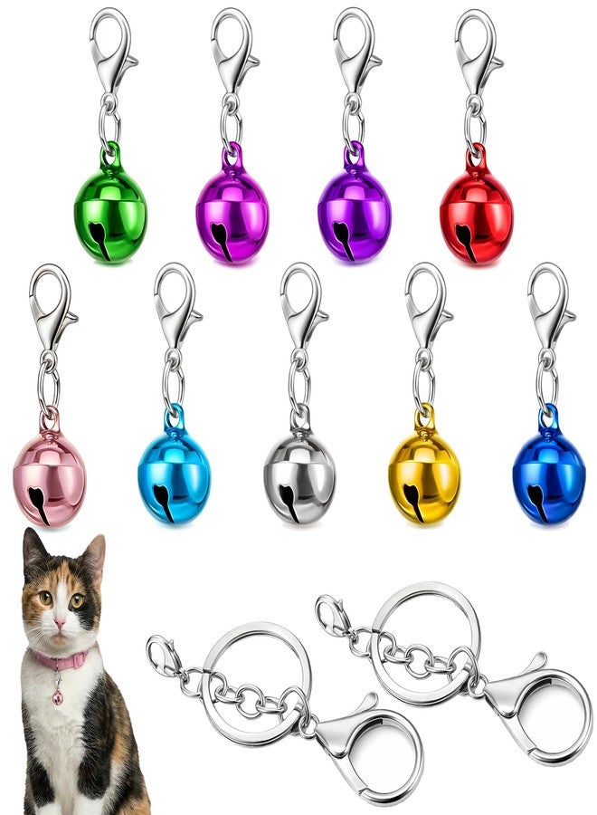 WJIAAA 9 PCS Colorful Pet Bells, Loud Jingle Bells for Dog Cat Collar with 2pcs Keychain, Small Metal Round Jingle Bell with Clasps for Collar Charms and DIY Crafts - Image 1
